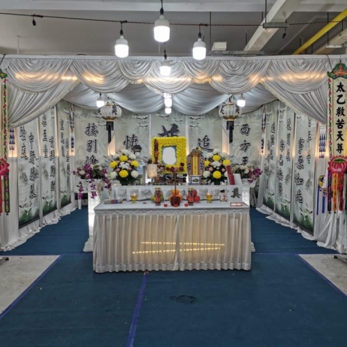 Taoist funeral tentage lanterns joss sticks